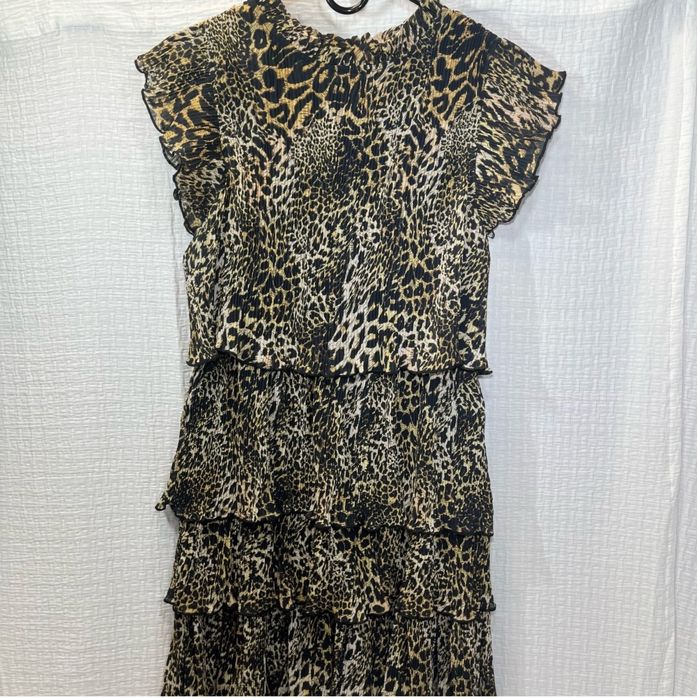 NWOT MELLODAY LEOPARD PRINT LAYERED DRESS